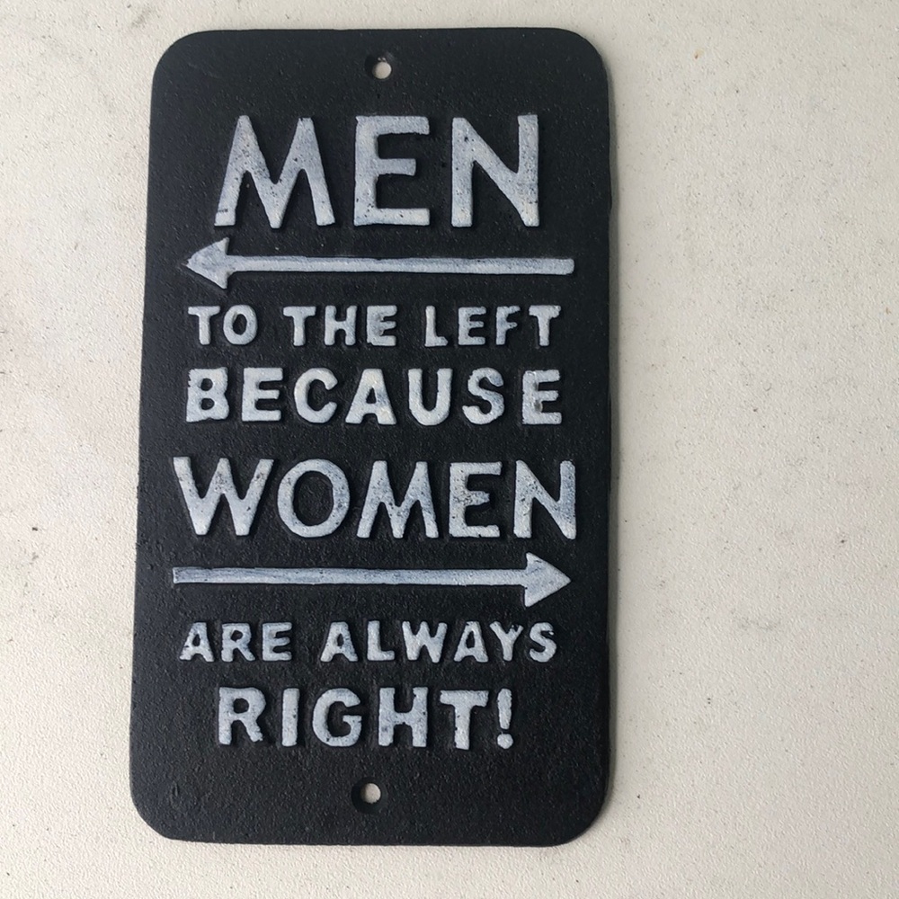 Decorative Metal Sign - Men To The Left Because Women Are Always Right